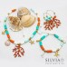 Collana cordino con perline heishi colorate charms marini e rametto corallo