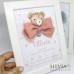 Quadretto nascita bambino o bambina orsetto con fiocco