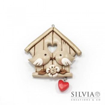 Magnete con casetta degli uccellini beige