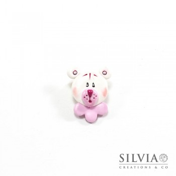 Magnete con orso bianco e rosa