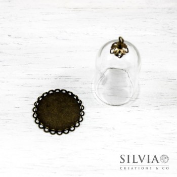 Campana di vetro con base bronzo da 38x25 mm