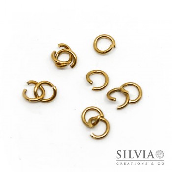 Anellino aperto color oro in acciaio 6 mm x 10 pz