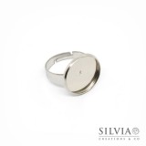 Anello con base cabochon da 16 mm in acciaio