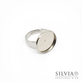 Anello con base cabochon da 16 mm in acciaio