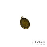 Base cammeo ovale bronzo 24.5x16 mm vassoio 18x13 mm
