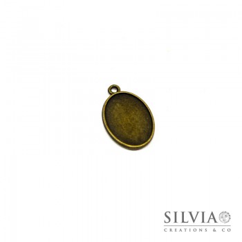 Base cammeo ovale bronzo 24.5x16 mm vassoio 18x13 mm