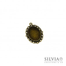Base cammeo ovale bronzo 40x30 mm vassoio 25x18 mm