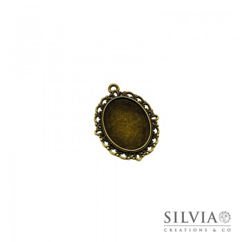 Base cammeo ovale bronzo 40x30 mm vassoio 25x18 mm