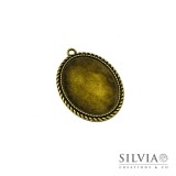 Base cammeo ovale bronzo 51x37 mm vassoio 40x30 mm