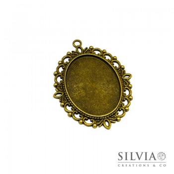 Base cammeo ovale bronzo 61x42 mm vassoio 40x30 mm