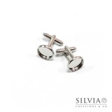 Gemelli per polsini camicia rodio 12 mm x 2pz