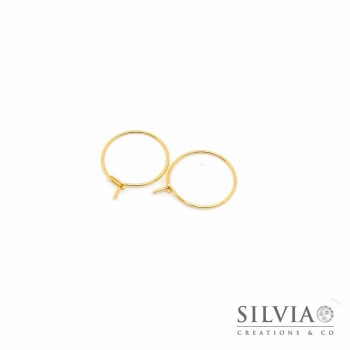 Orecchini a cerchio in acciaio color oro da 15 mm x 2pz