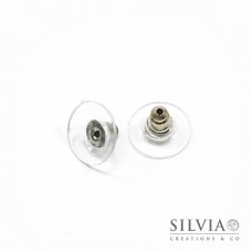 Farfalla per orecchini rodio in ottone e plastica da 12x6 mm x 10pz