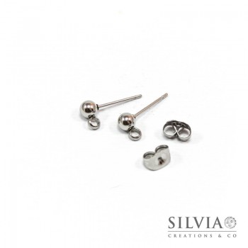 Orecchini a chiodo acciaio con pallina da 4 mm x 2pz