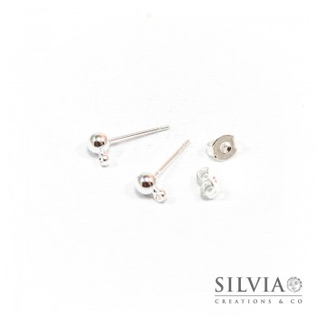 Orecchini a chiodo argento in ottone con pallina da 4 mm x 4 pz