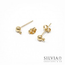 Orecchini a chiodo oro in ottone con pallina da 4 mm x 4pz