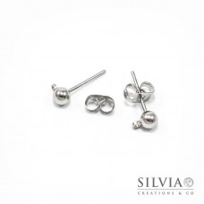 Orecchini a chiodo rodio in ottone con pallina da 4 mm x 4pz