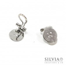Orecchini a clip rodio in zama con base da 11 mm x 2pz