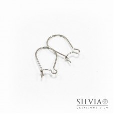 Orecchini a monachella chiusa rodio in ottone da 15x10 mm x 10pz