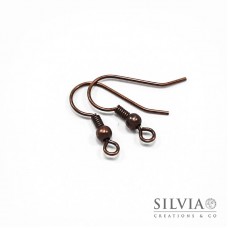 Orecchini a monachella con pallina rame in ottone da 18 mm x 40pz