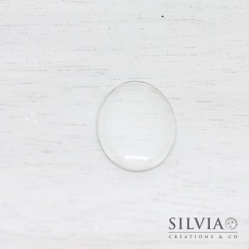 Cabochon ovale a cupola in vetro trasparente da 30x22 mm