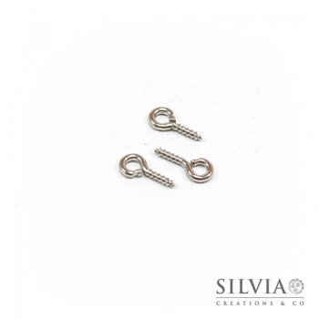 Chiodo con asola a vite rodio in ferro da 8x4 mm x 100pz