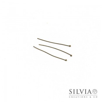Chiodo con testa a pallina bronzo in ottone da 35x0.6 mm x 50pz