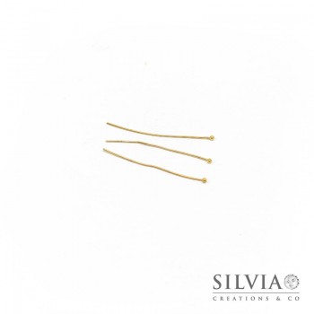 Chiodo con testa a pallina oro in ottone da 35x0.6 mm x 50pz