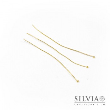 Chiodo con testa a pallina oro in ottone da 80x0.7 mm x 25pz
