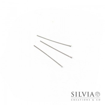 Chiodo con testa piatta rodio in ottone da 35x0.7 mm x 50pz