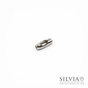 Chiusura per catena a pallini rodio in ottone 9x3 mm x 10pz