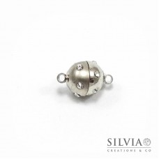 Chiusura magnetica rodio in ottone con strass 16x10 mm 