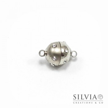 Chiusura magnetica rodio in ottone con strass 16x10 mm 