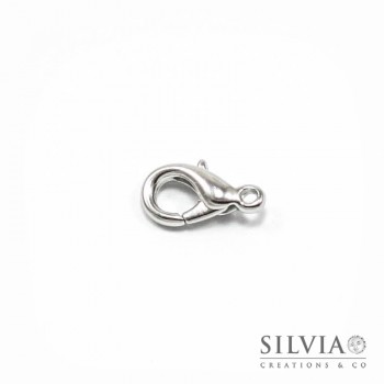 Chiusura a moschettone rodio in zama 15x8 mm x5pz