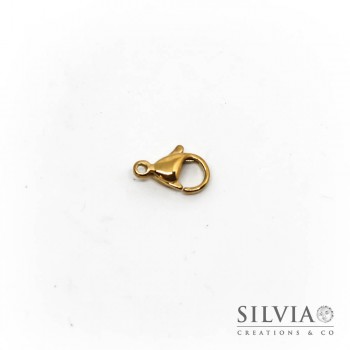Chiusura a moschettone color oro in acciaio da 10X6 mm