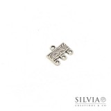Separatore a tre fili argento antico in zama da 12x10 mm x 2pz