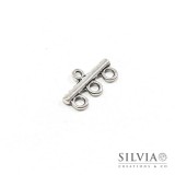 Separatore a tre fili argento antico in zama da 20x11 mm x 2pz