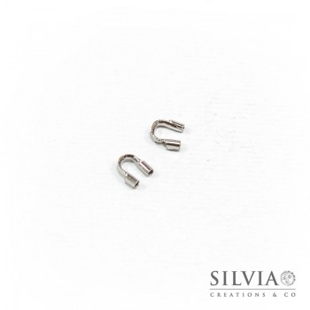 Salvafilo a ferro di cavallo rodio in ottone da 5x4 mm x 20pz