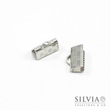 Terminale a stringere rodio in ottone da 10 mm x 10pz