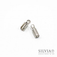 Terminale chiudi cordoncino con anellino rodio da 11x3 mm x 30pz