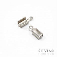 Terminale chiudi cordoncino con anellino rodio da 13x5 mm x 20pz