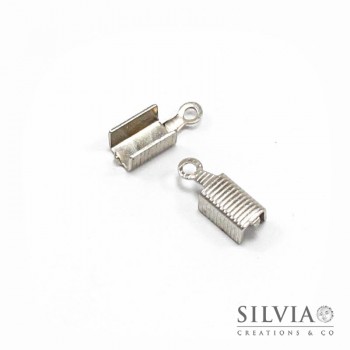Terminale chiudi cordoncino con anellino rodio da 13x5 mm x 20pz