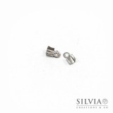 Terminale chiudicordoncino con anellino rodio in ottone da 6x3 mm x 30pz