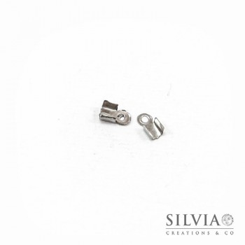 Terminale chiudicordoncino con anellino rodio in ottone da 6x3 mm x 30pz
