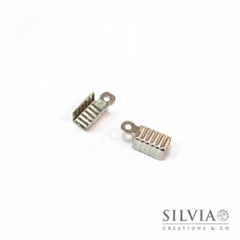 Terminale chiudicordoncino con anellino rodio da 12x5 mm x 20pz