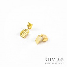 Terminale chiudicordoncino doppio oro in ottone da 9x4 mm x 30pz