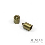 Terminale liscio per cordoncino con anellino bronzo in ottone da 6 mm x 10pz