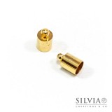 Terminale liscio per cordoncino con anellino oro in ottone da 6 mm x 10pz
