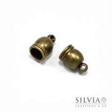 Terminale per cordoncino con anellino bronzo da 6 mm x 4pz