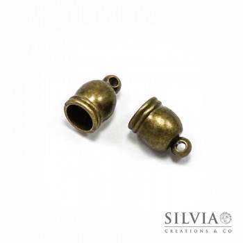 Terminale per cordoncino con anellino bronzo da 6 mm x 4pz